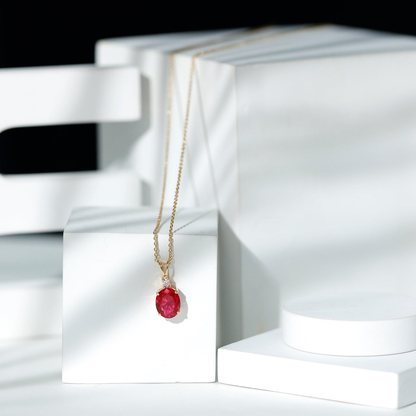 4 Carat Lab Created Ruby Bridal Necklace with Chain