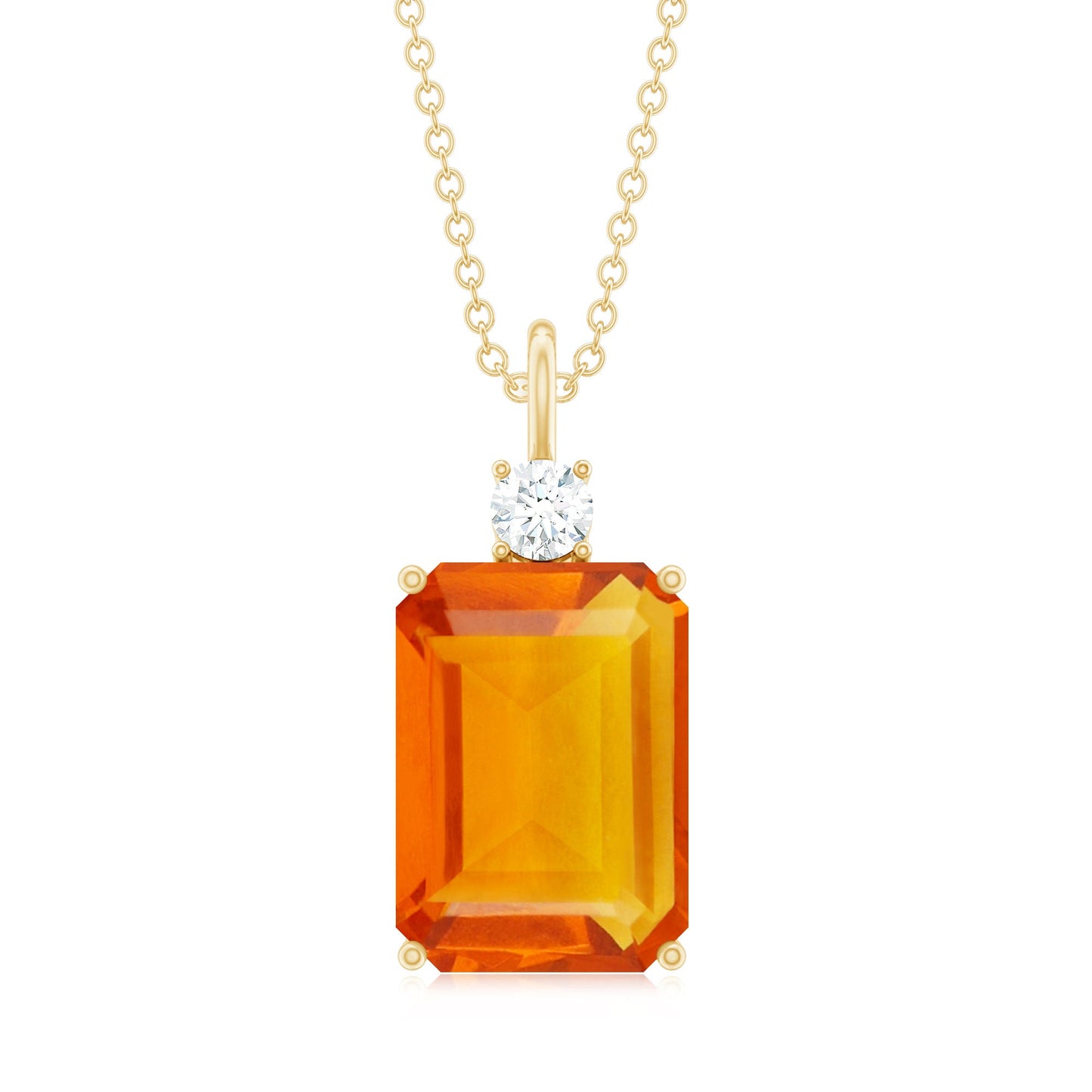 9 Carat Lab Created Orange Sapphire and Diamond Statement Necklace
