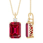 5 Carat Emerald Cut Lab Created Ruby Solitaire Pendant with Diamond