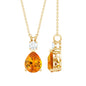 3.3 Carat Lab Created Orange Sapphire Teardrop Necklace with Diamond