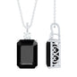 3.48 Carat Emerald Cut Lab Created Black Diamond Solitaire Necklace