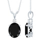 4.2 Carat Oval Shape Lab Created Black Diamond Solitaire Pendant Necklace