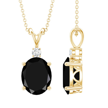 4.2 Carat Oval Shape Lab Created Black Diamond Solitaire Pendant Necklace