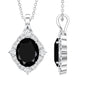 Vintage Style Created Black Diamond Halo Pendant Necklace