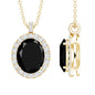 4.2 Carat Oval Shape Lab Created Black Diamond Statement Necklace