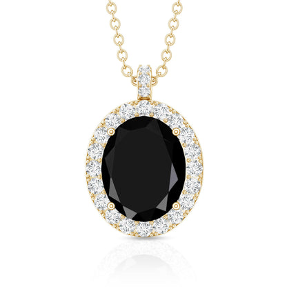 4.2 Carat Oval Shape Lab Created Black Diamond Statement Necklace