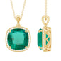 9 Carat Cushion Cut Lab Created Emerald and Diamond Cocktail Necklace