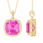 6 Carat Lab Grown Pink Sapphire Statement Pendant Necklace with Diamond Halo