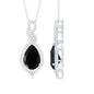 Real 2.2 Carat Black Onyx Teardrop Pendant Necklace with Moissanite
