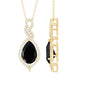 Real 2.2 Carat Black Onyx Teardrop Pendant Necklace with Moissanite