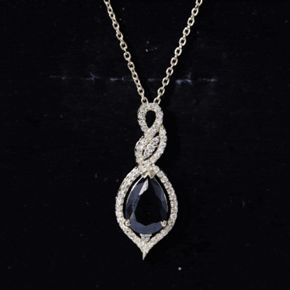 1.75 Carat Pear Shape Black Spinel Statement Necklace with Moissanites