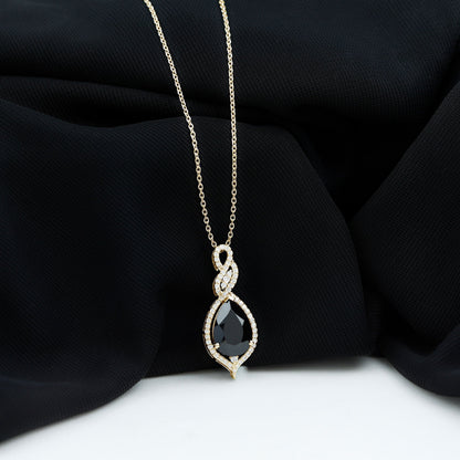 1.75 Carat Pear Shape Black Spinel Statement Necklace with Moissanites