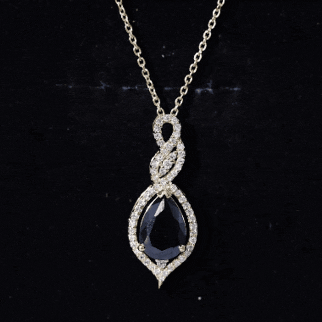 Created Black Diamond Teardrop Dangle Pendant with Diamond Accent