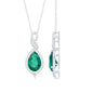Certified 2.5 Carat Lab Grown Emerald and Diamond Bridal Necklace