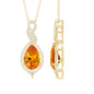 Lab Created Orange Sapphire and Diamond Teardrop Pendant for Bride