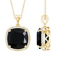 6 Carat Cushion Cut Lab Grown Black and White Diamond Halo Necklace