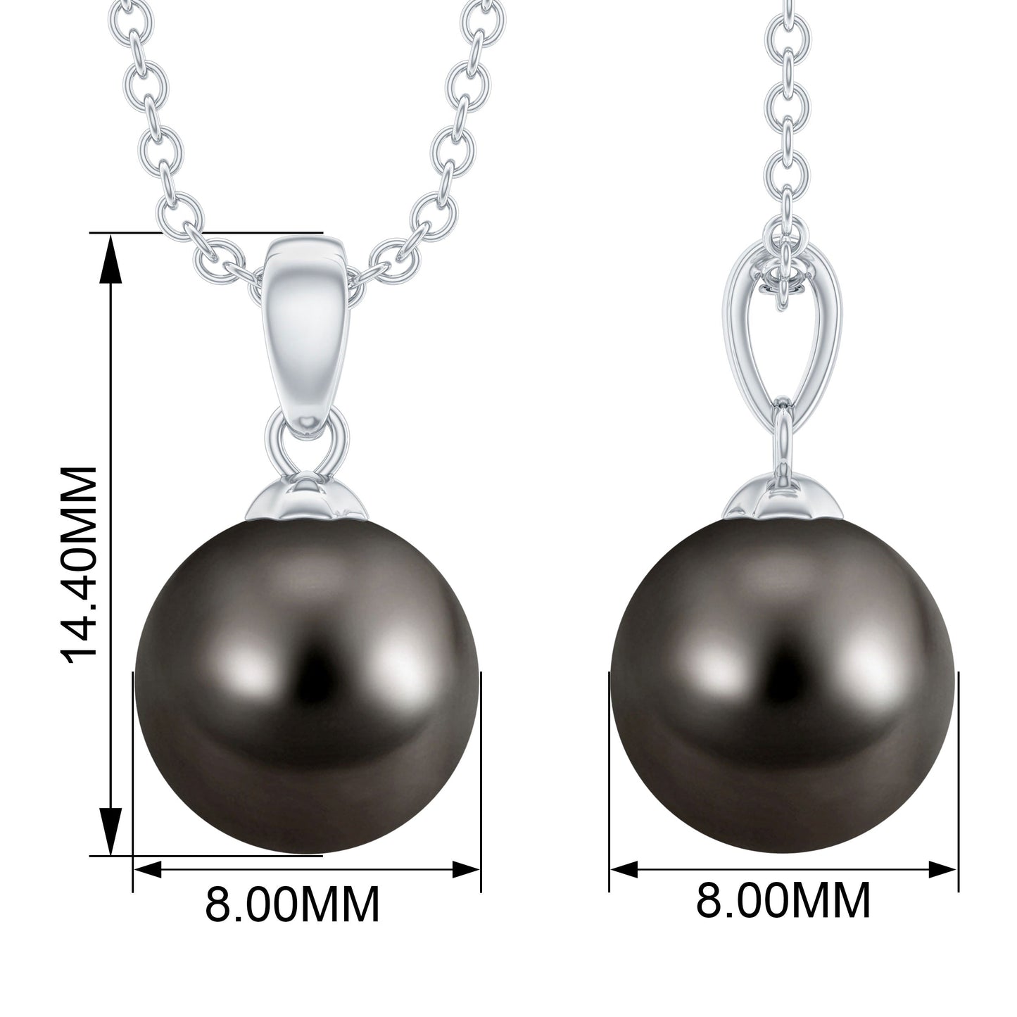 7.5 Carat Black Tahitian Pearl Solitaire Pendant Necklace