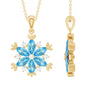 Real Swiss Blue Topaz Snowflake Necklace with Silver Chain