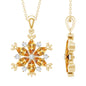 Certified Citrine Flower Pendant Necklace with Silver Chain