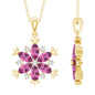 Certified Pink Tourmaline Flower Pendant Necklace with Silver Chain