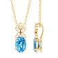 Oval Cut 0.65 Carat Swiss Blue Topaz and Diamond Flower Necklace with Chain