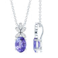 Oval Shaped 1 Carat Tanzanite Pendant Necklace with Diamond Flower