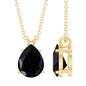 1.6 Carat Pear Shaped Black Onyx Solitaire Necklace with Silver Chain