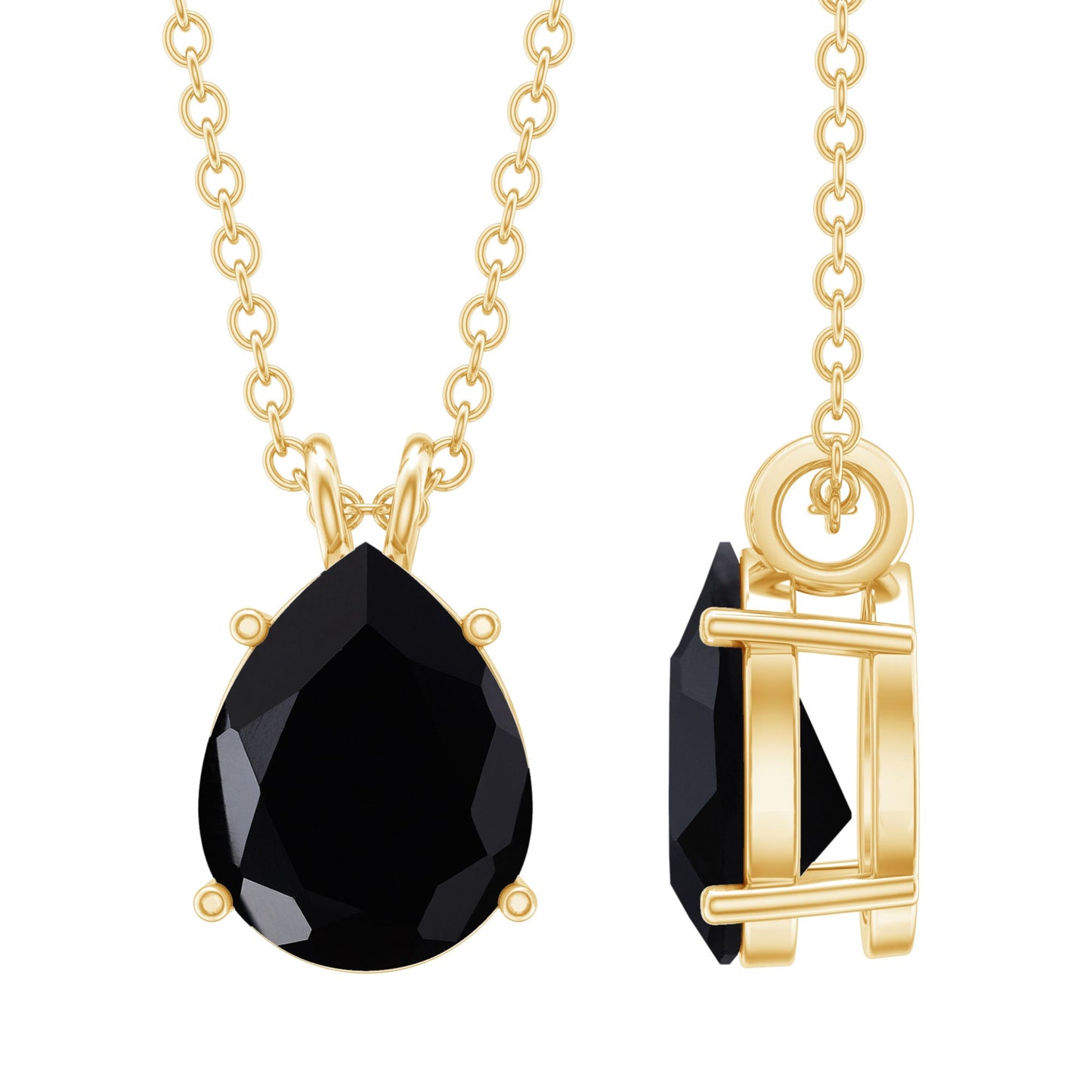 Pear Shaped 2.75 Carat Lab Grown Black Diamond Teardrop Necklace with Chain