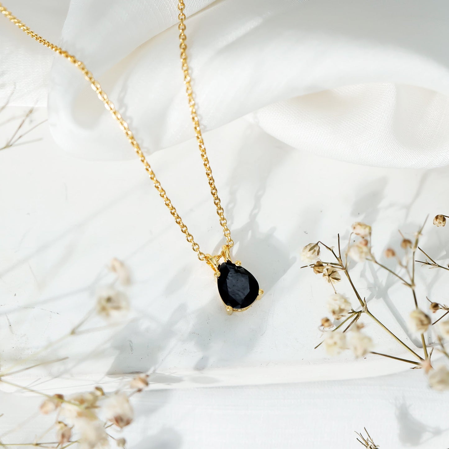 Pear Shaped 2.75 Carat Lab Grown Black Diamond Teardrop Necklace with Chain