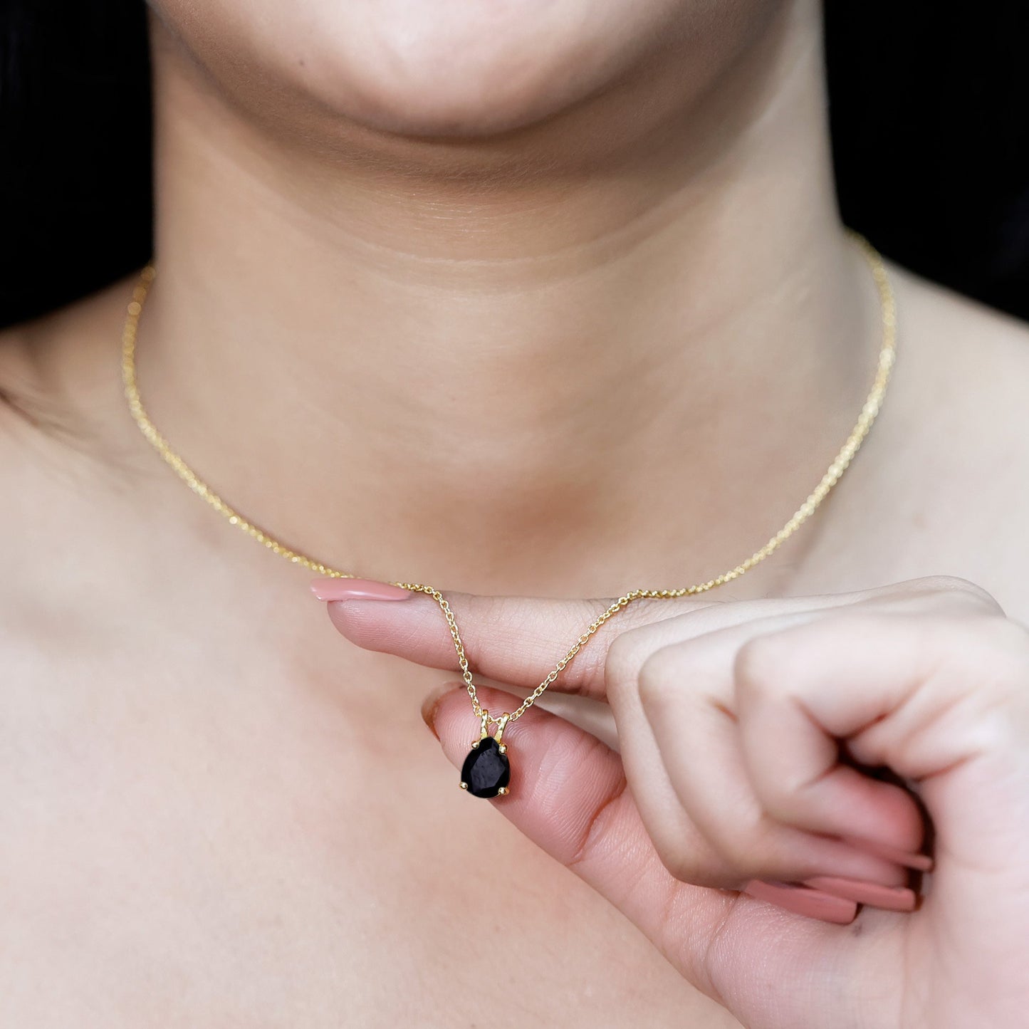 Pear Shaped 2.75 Carat Lab Grown Black Diamond Teardrop Necklace with Chain