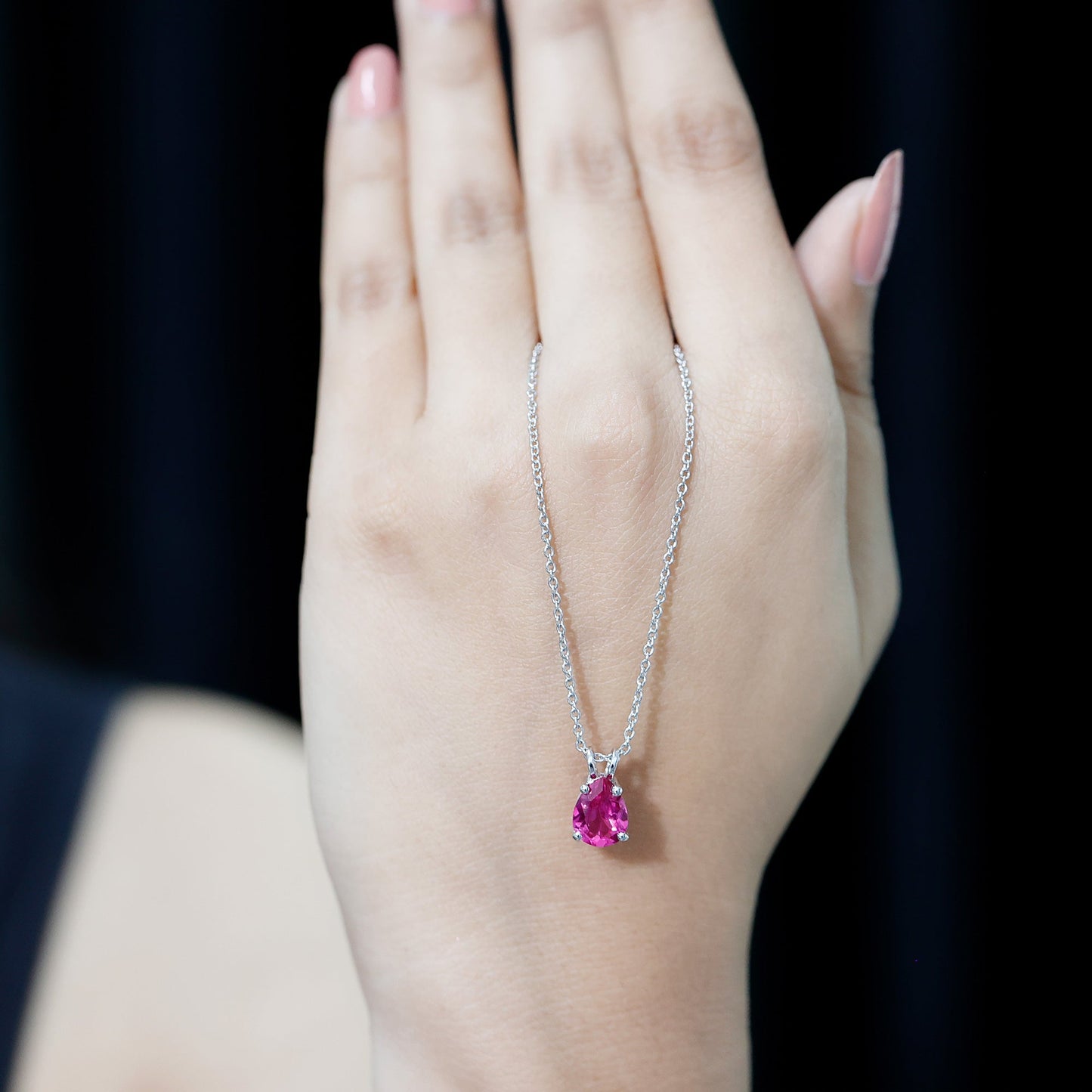 Certified 1.8 Carat Lab Grown Pink Sapphire Teardrop Necklace