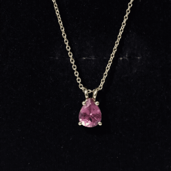 Genuine 1.6 Carat Pink Tourmaline Teardrop Necklace with Chain