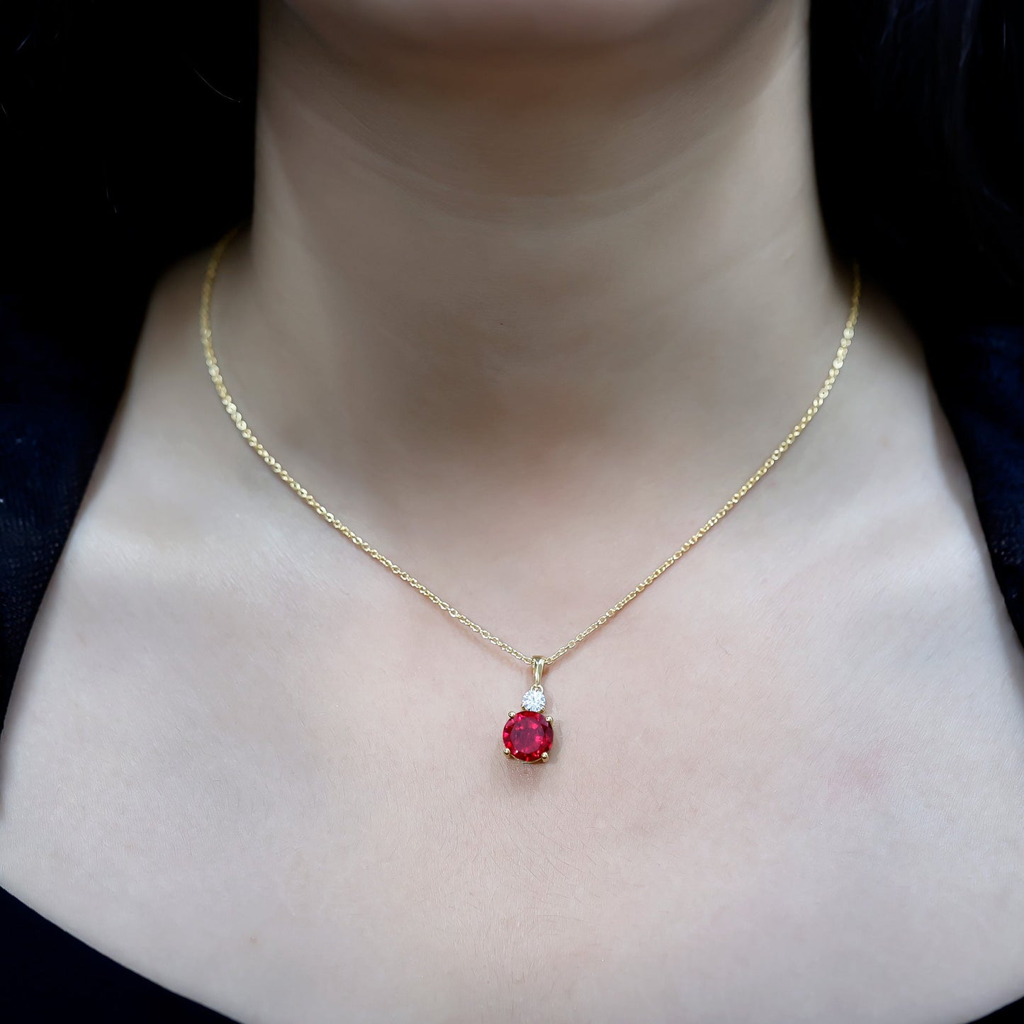 Certified 2.5 Carat Lab Grown Ruby Pendant Necklace with Moissanite