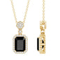 Vintage Style 1 Carat Emerald Cut Black Spinel Statement Necklace with Diamond Halo