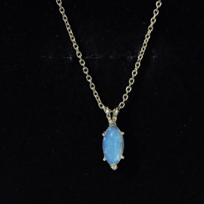 Yellow Gold Plated 1 Carat Marquise Ethiopian Opal Pendant Necklace with Chain