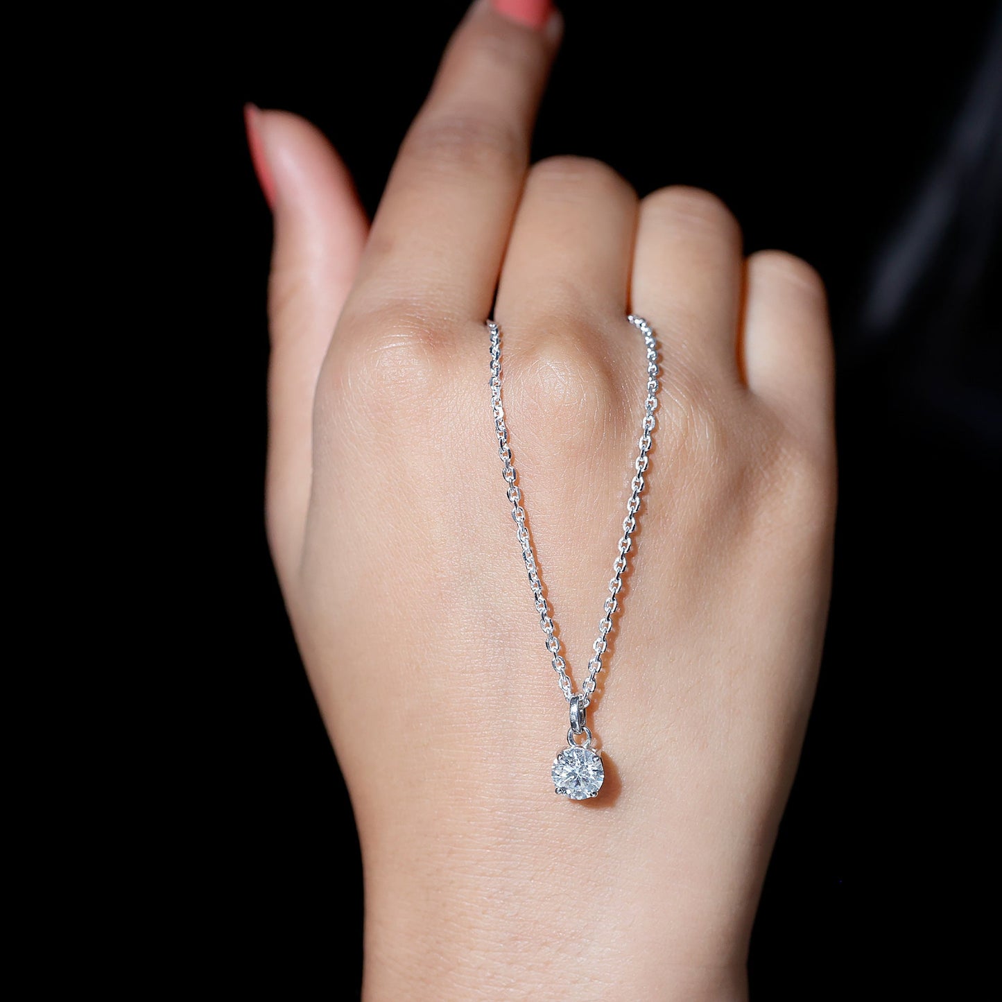 Lab Grown 1.2 Carat Single Diamond Necklace For Women
