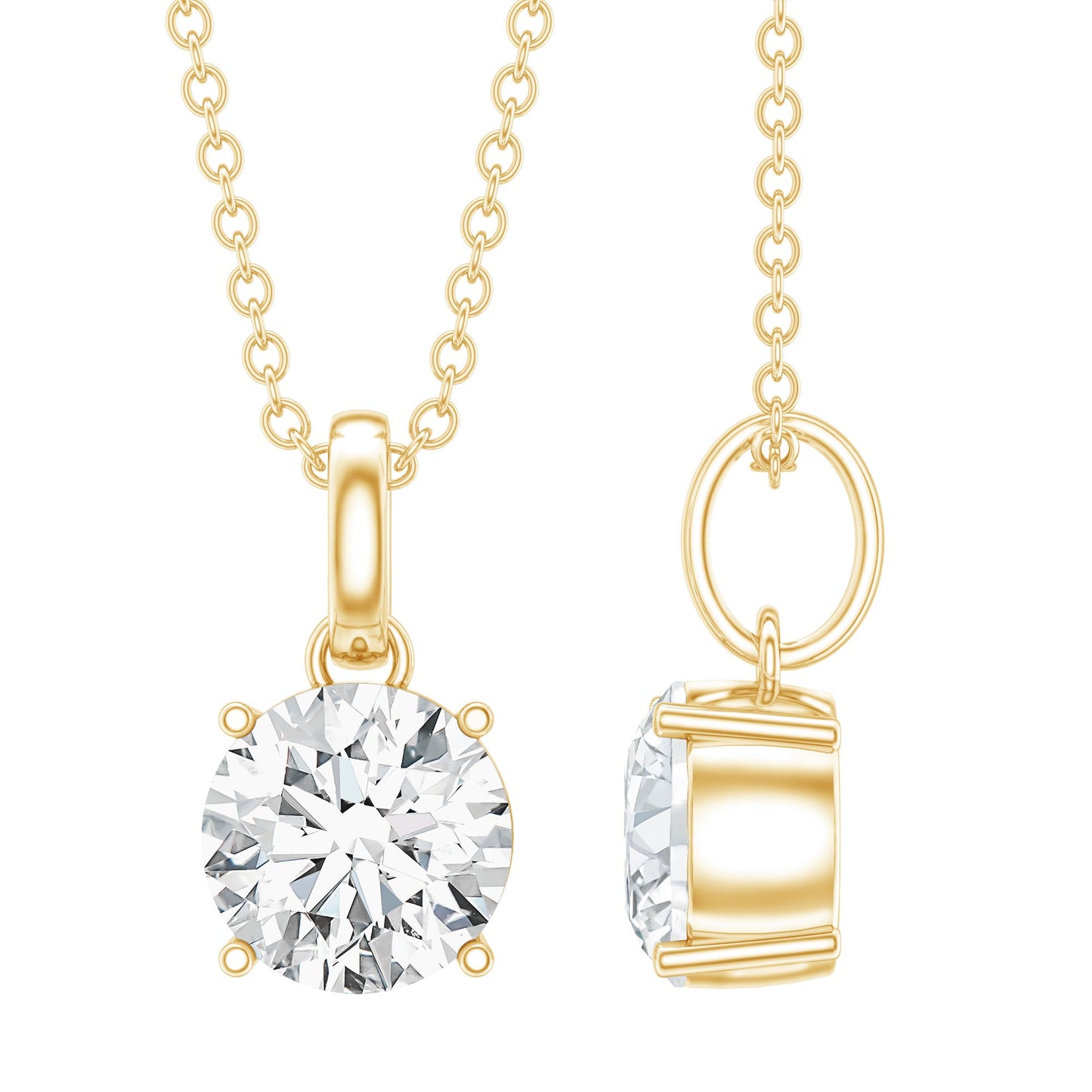 Lab Grown 1.2 Carat Single Diamond Necklace For Women