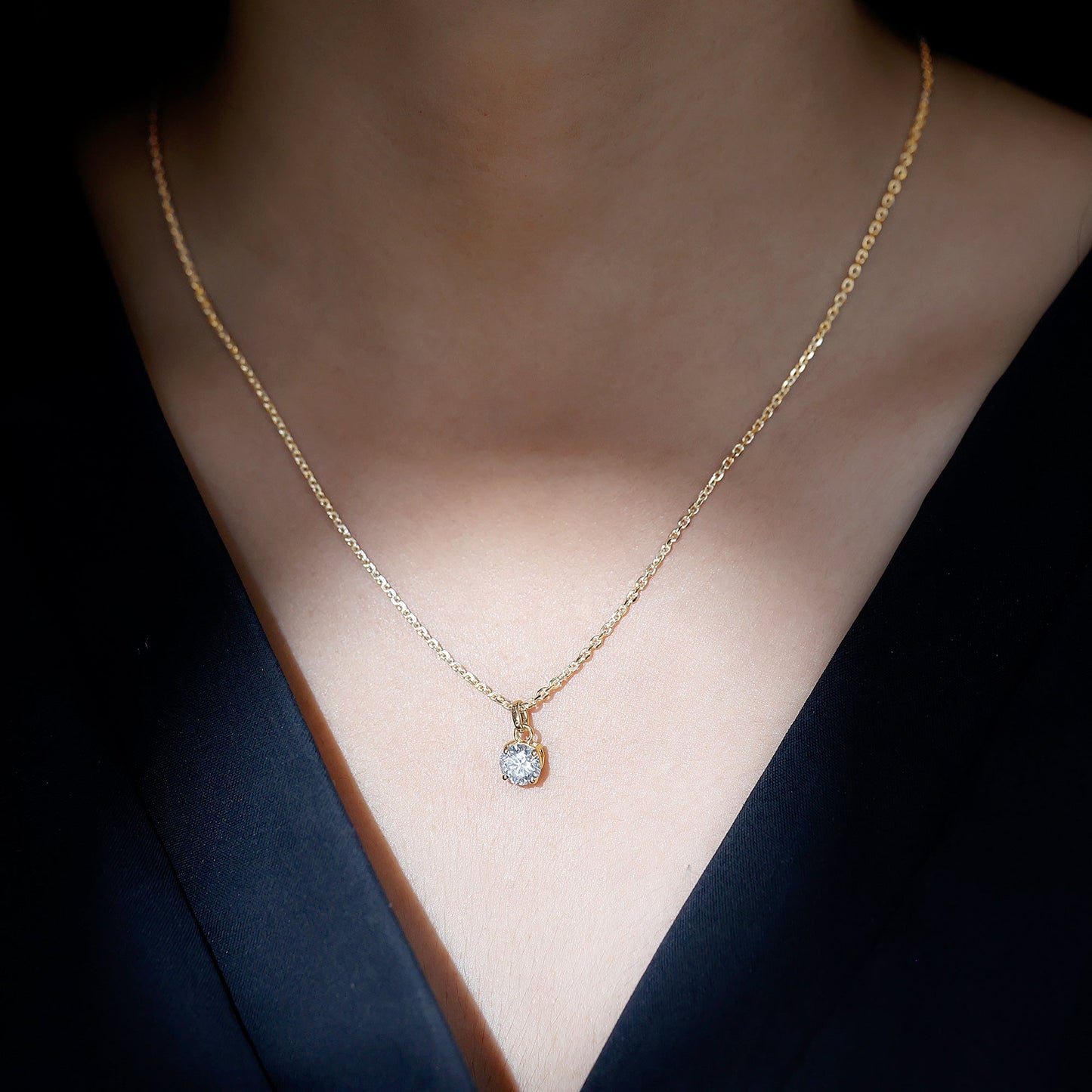 Lab Grown 1.2 Carat Single Diamond Necklace For Women