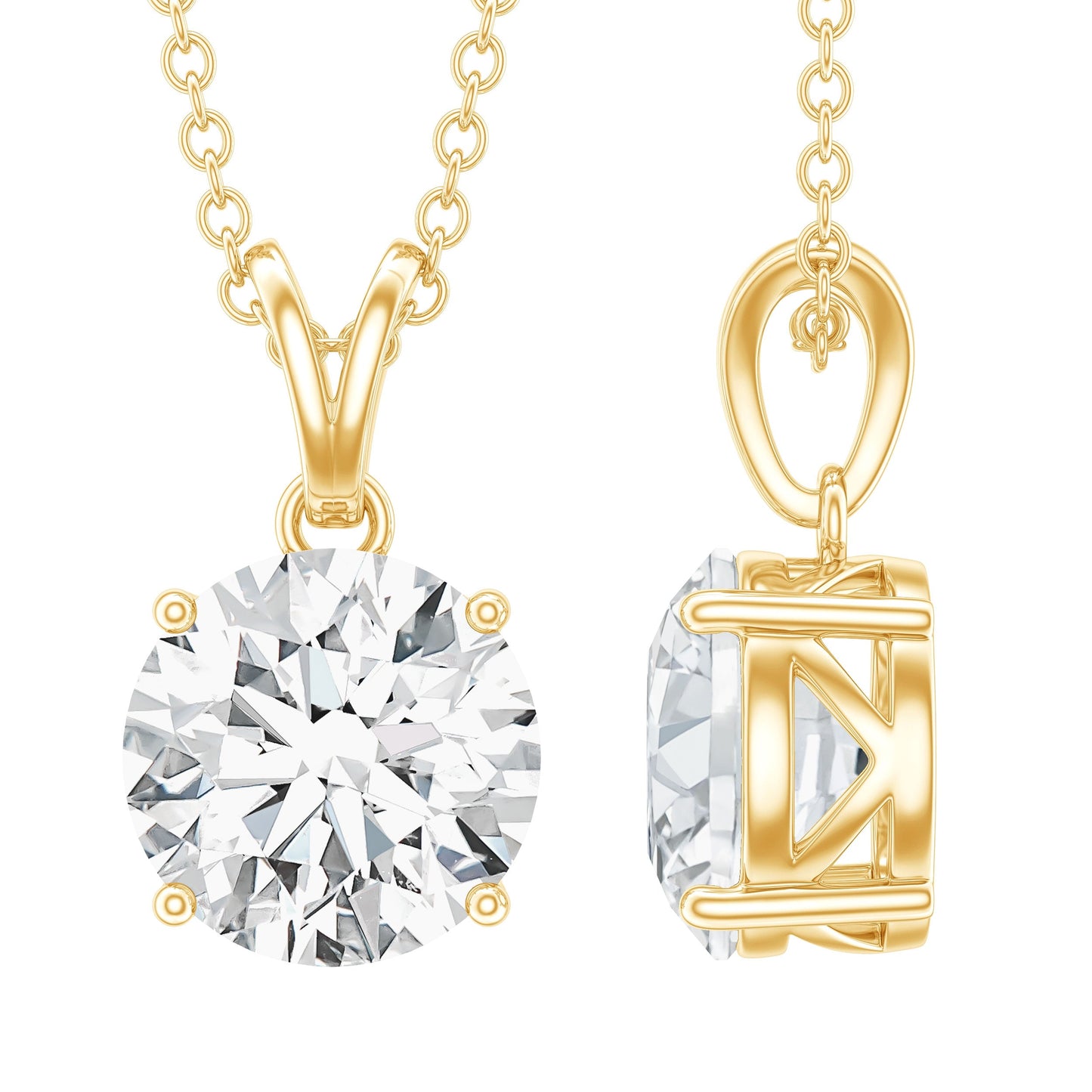 Certified Brilliant Cut Lab Grown 2 Carat Diamond Solitaire Necklace