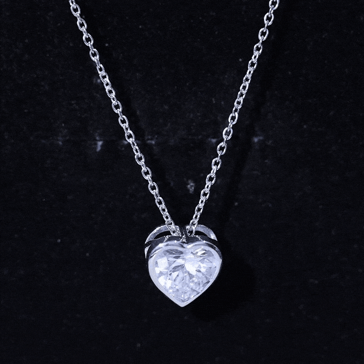 Bezel Set 2 Carat Lab Grown Diamond Heart Locket Necklace for Women