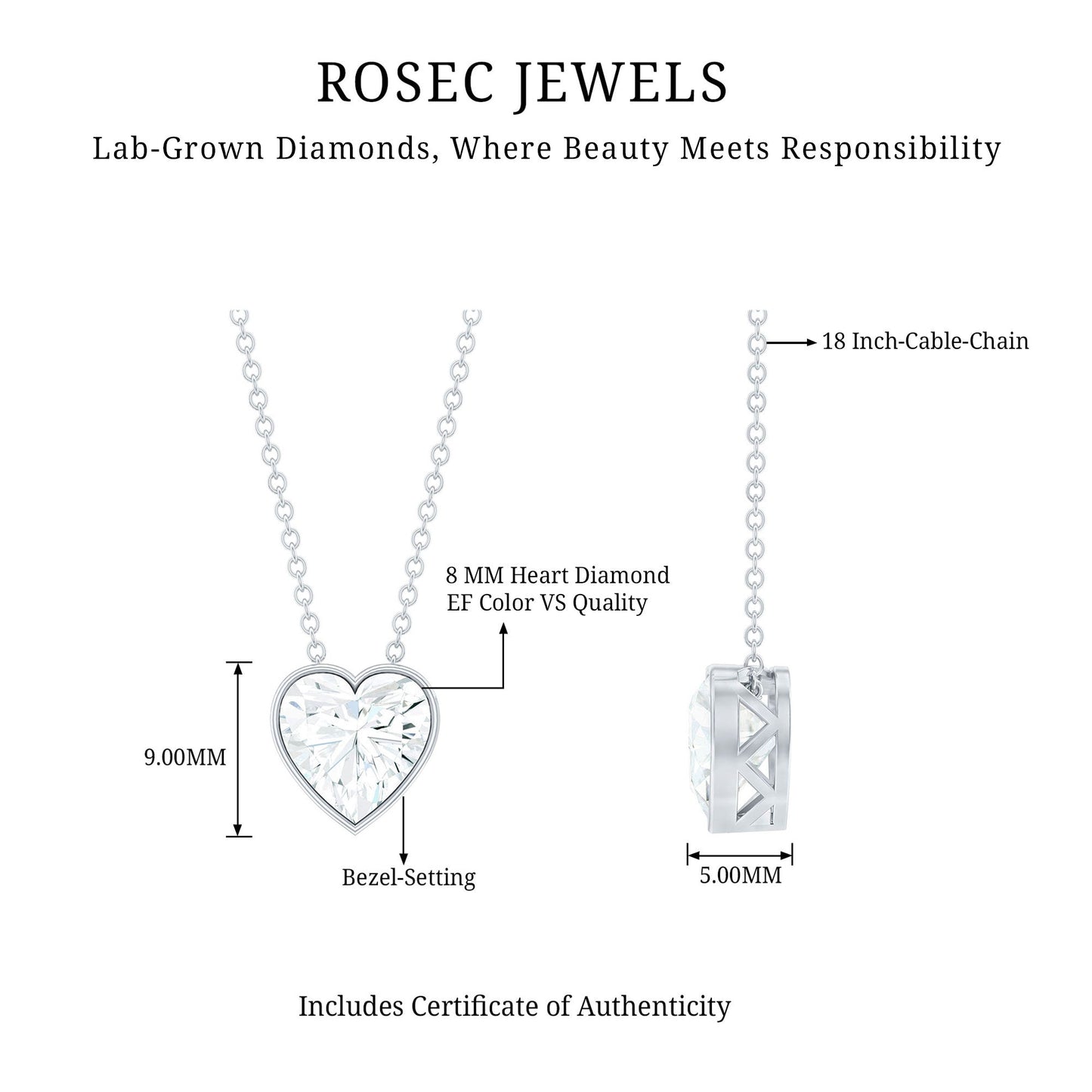 Bezel Set 2 Carat Lab Grown Diamond Heart Locket Necklace for Women
