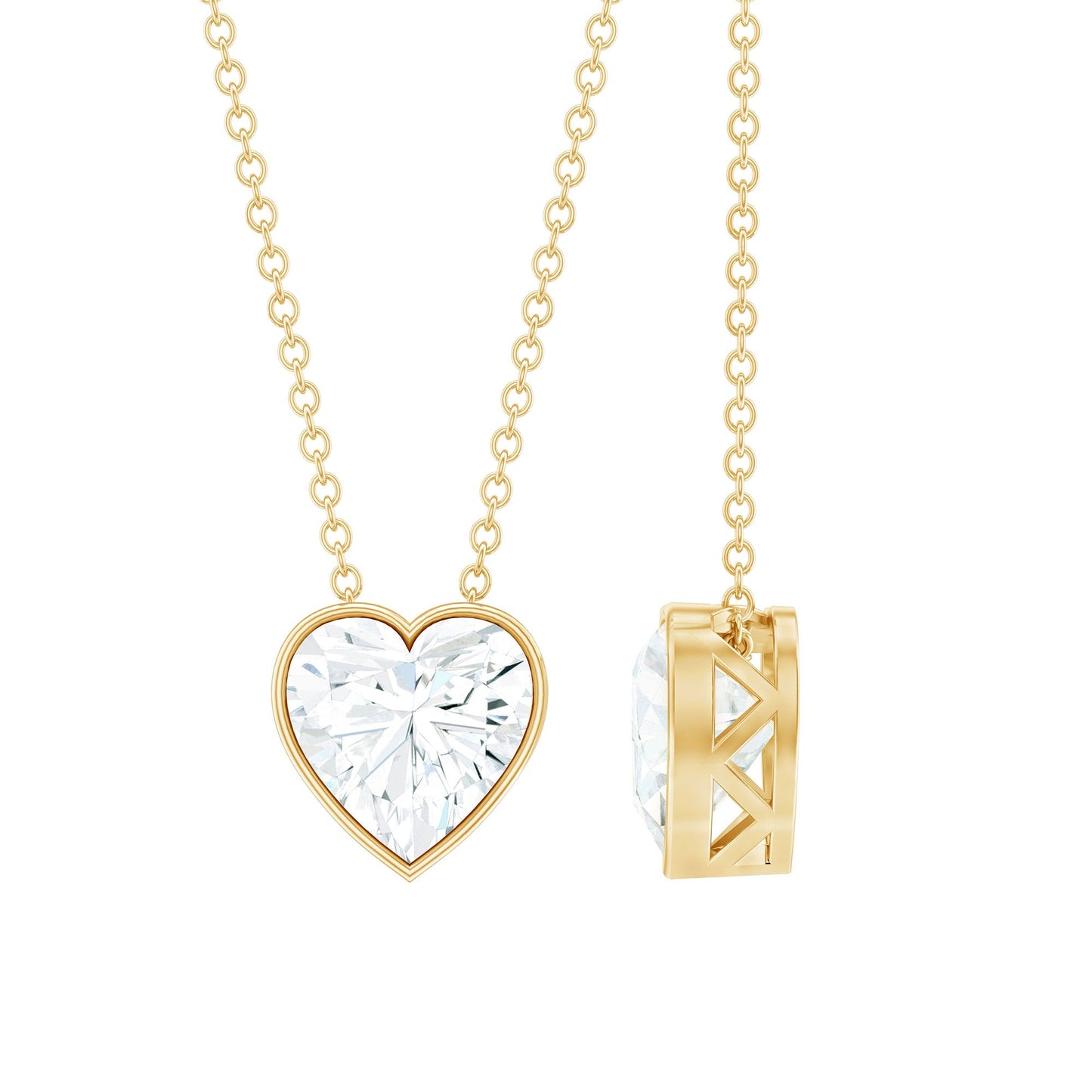 Bezel Set 2 Carat Lab Grown Diamond Heart Locket Necklace for Women