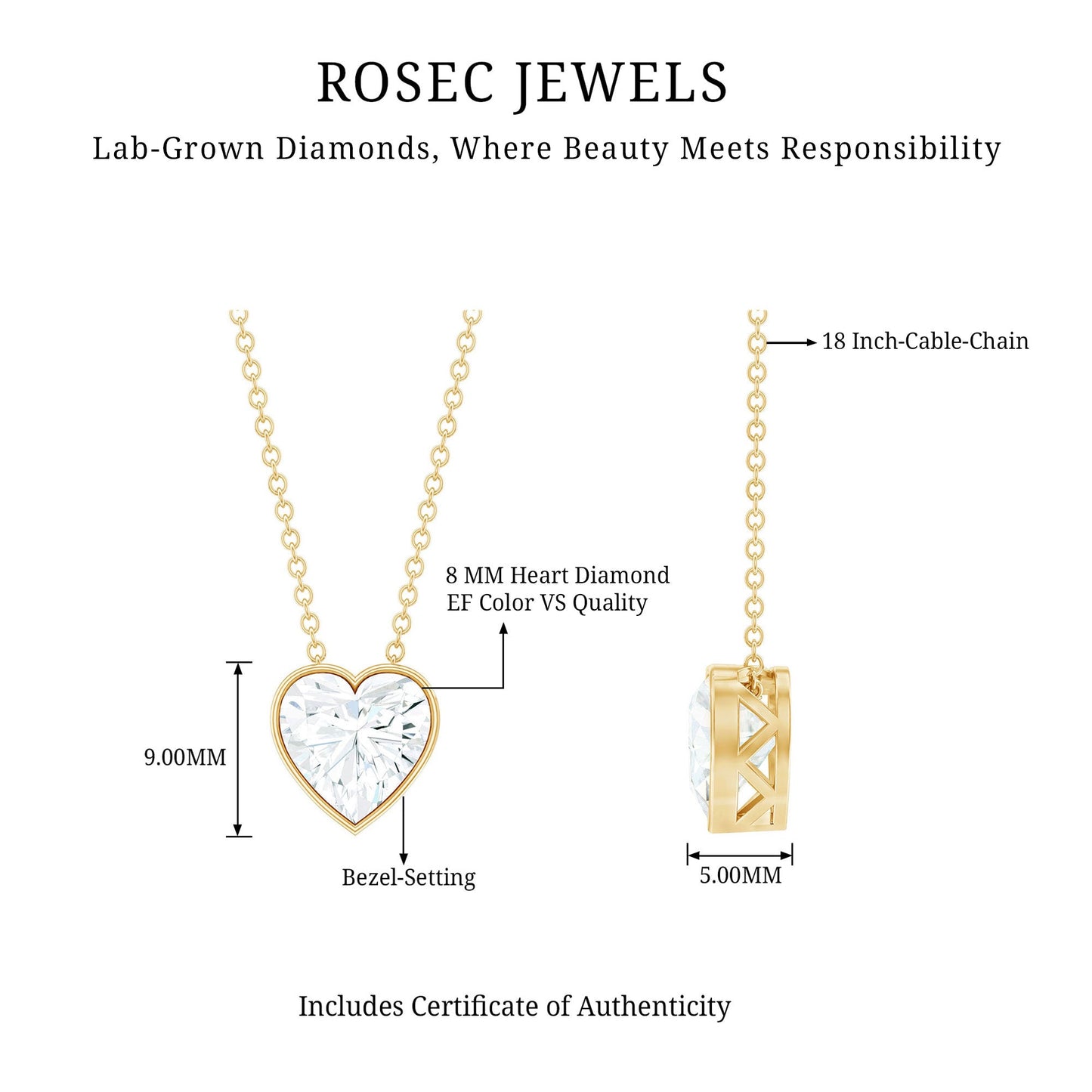 Bezel Set 2 Carat Lab Grown Diamond Heart Locket Necklace for Women