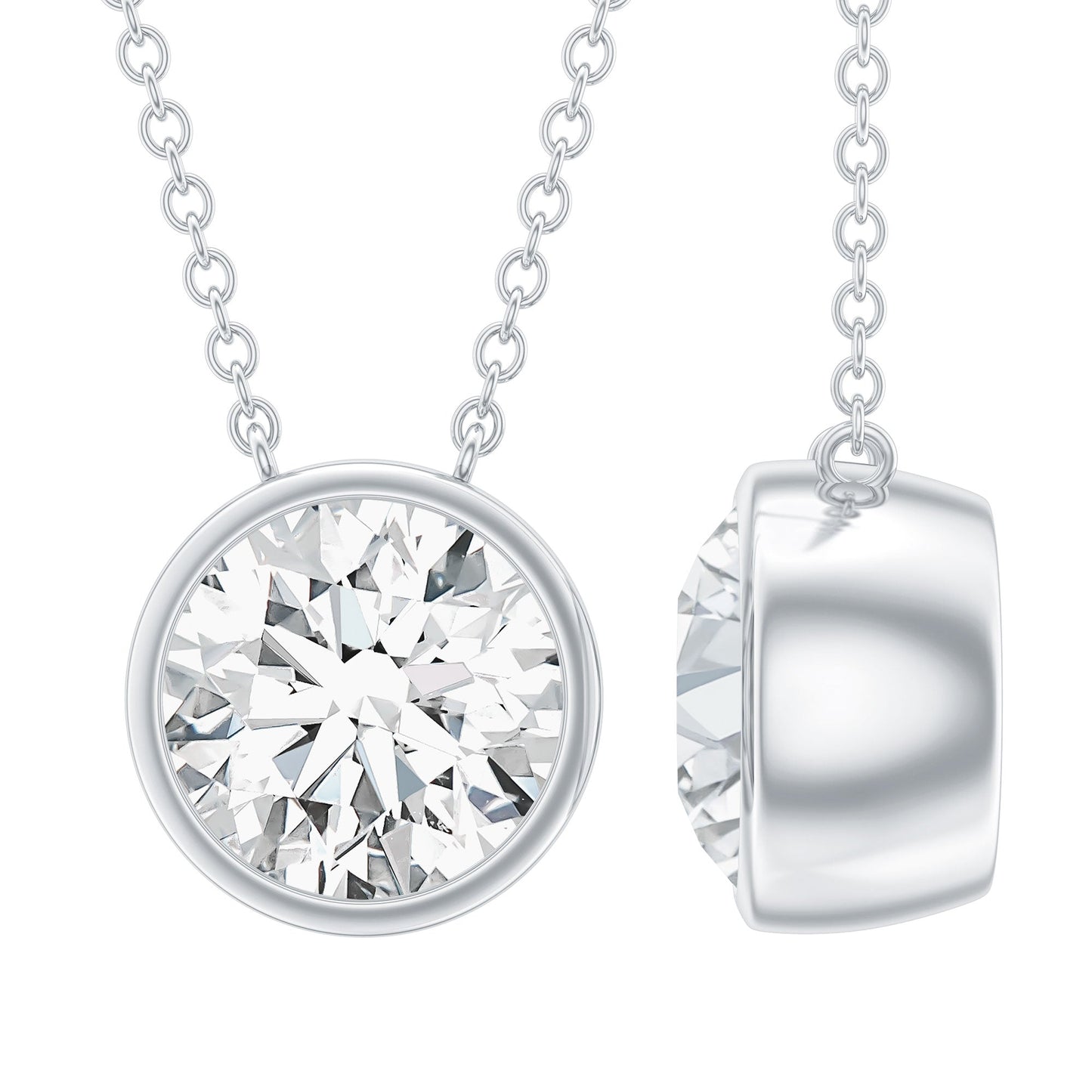 Bezel Set 1.2 Carat Lab Grown Diamond Solitaire Stackable Necklace