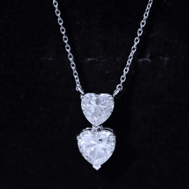 Certified Lab Grown Diamond Double Heart Promise Necklace