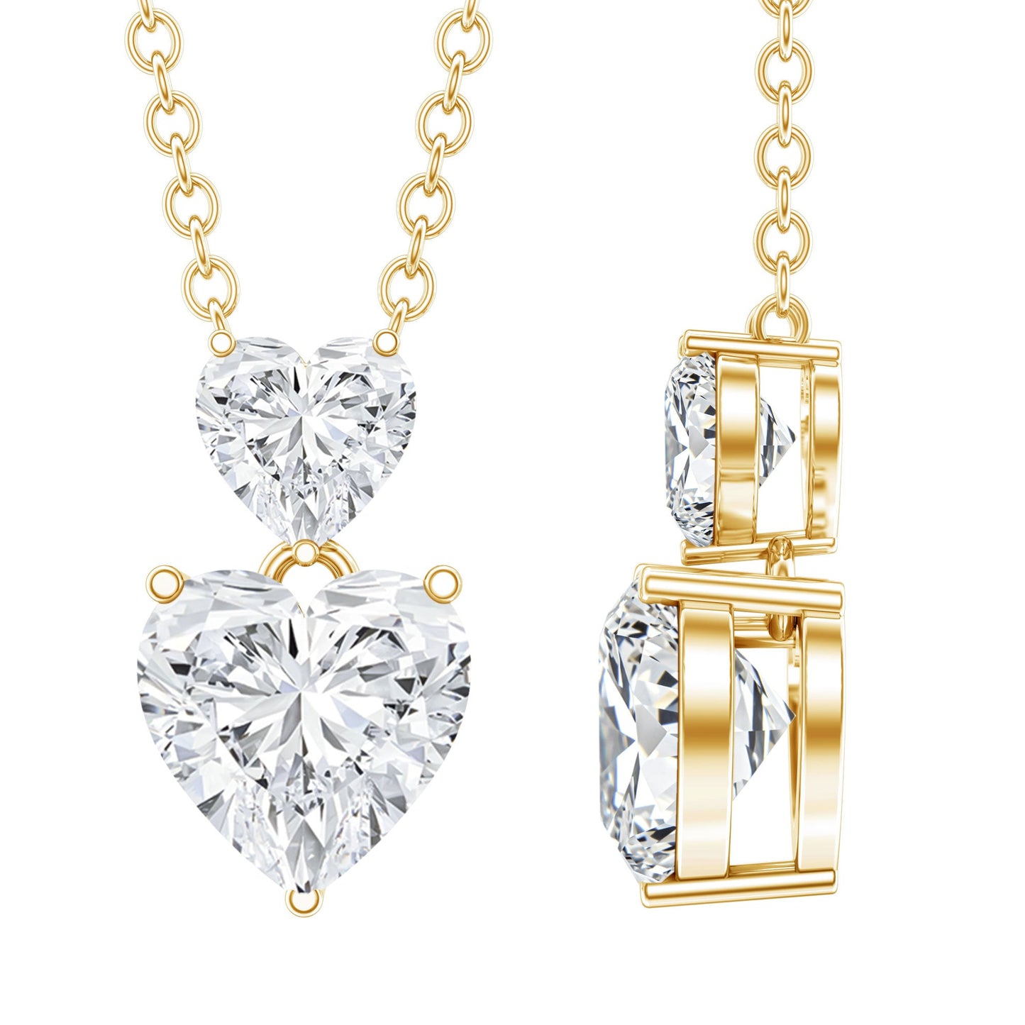 Certified Lab Grown Diamond Double Heart Promise Necklace
