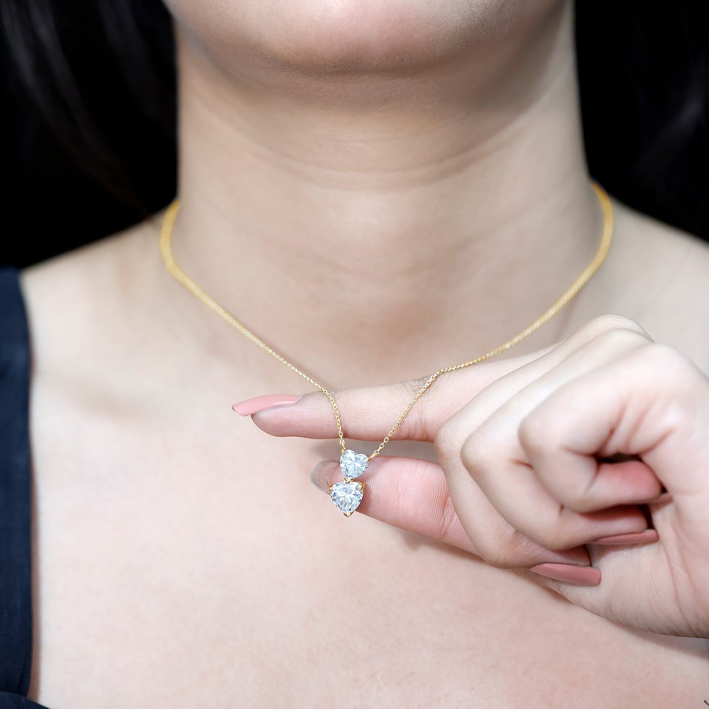 Certified Lab Grown Diamond Double Heart Promise Necklace