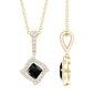 Sterling Silver Black Spinel Necklace with Diamond Halo
