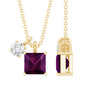 1.4 Carat Princess Cut Rhodolite Garnet Promise Necklace with Moissanite