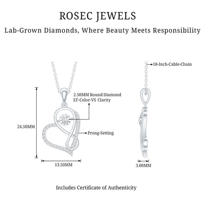 Lab Diamond Infinity Heart Necklace With Certificate